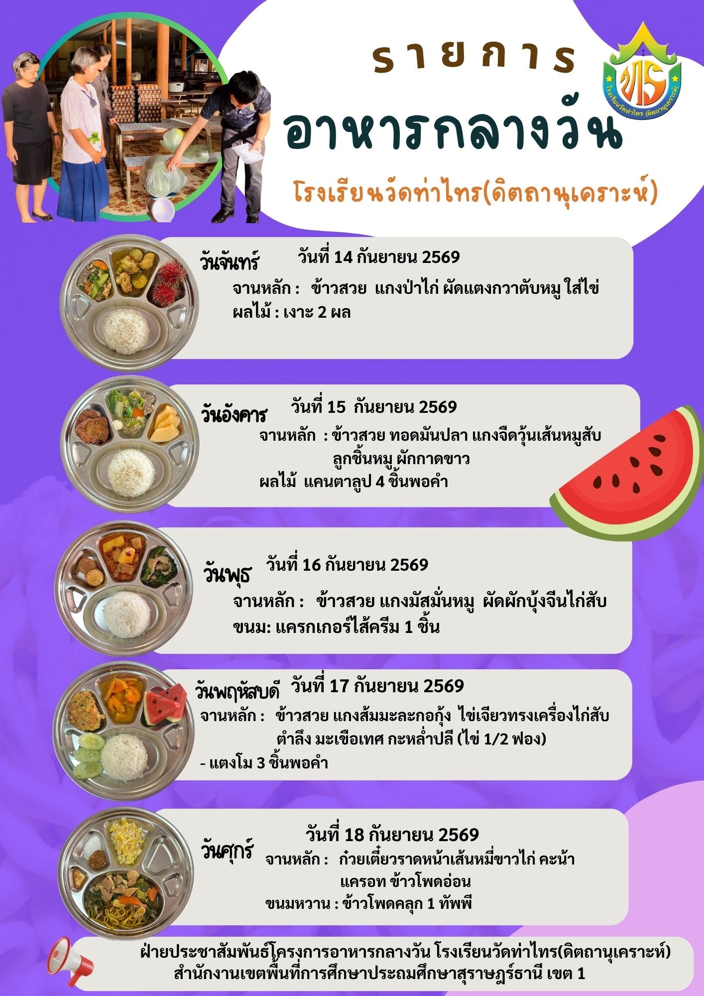 ภาพจัดอาหาร สัปดาห์ที่ 18